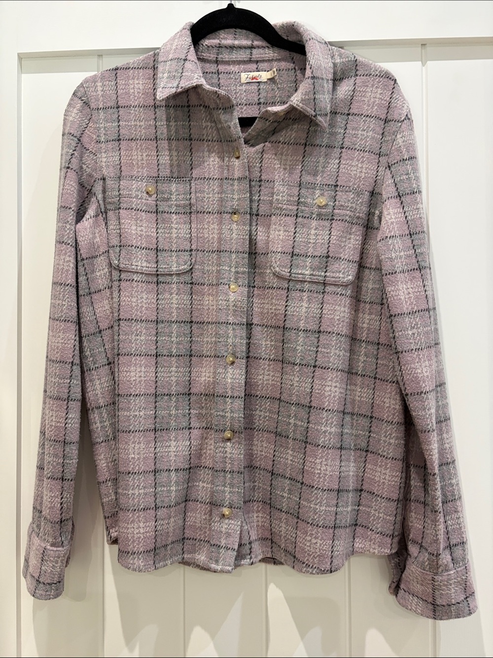 Women’s Legend Faherty Checked Shirt Jacket in Light Lavender - Large
